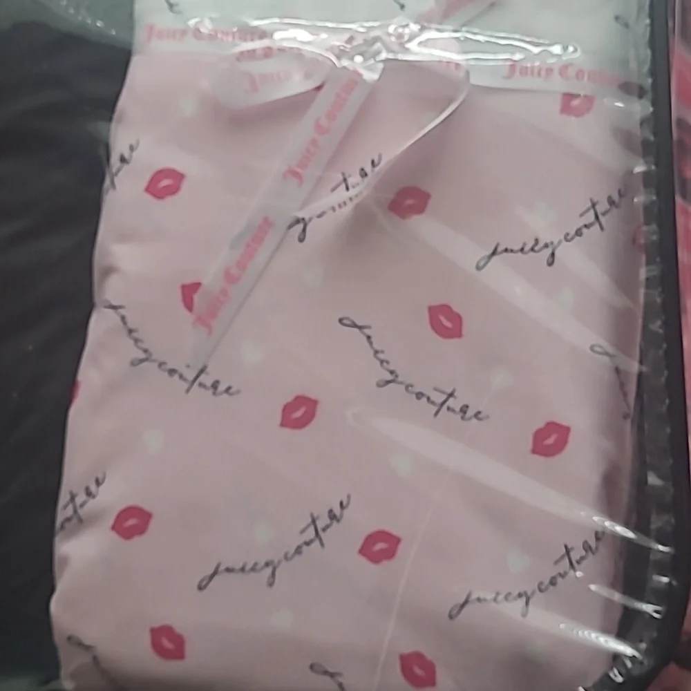 Juicy Couture Pink and Black Reversible Comforter Set - Queen